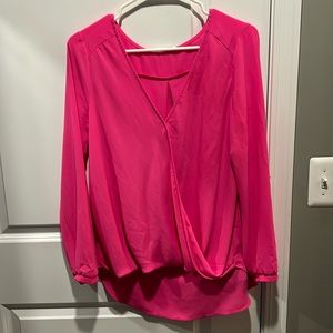 Lush wrap top. Hi low. Hot pink.